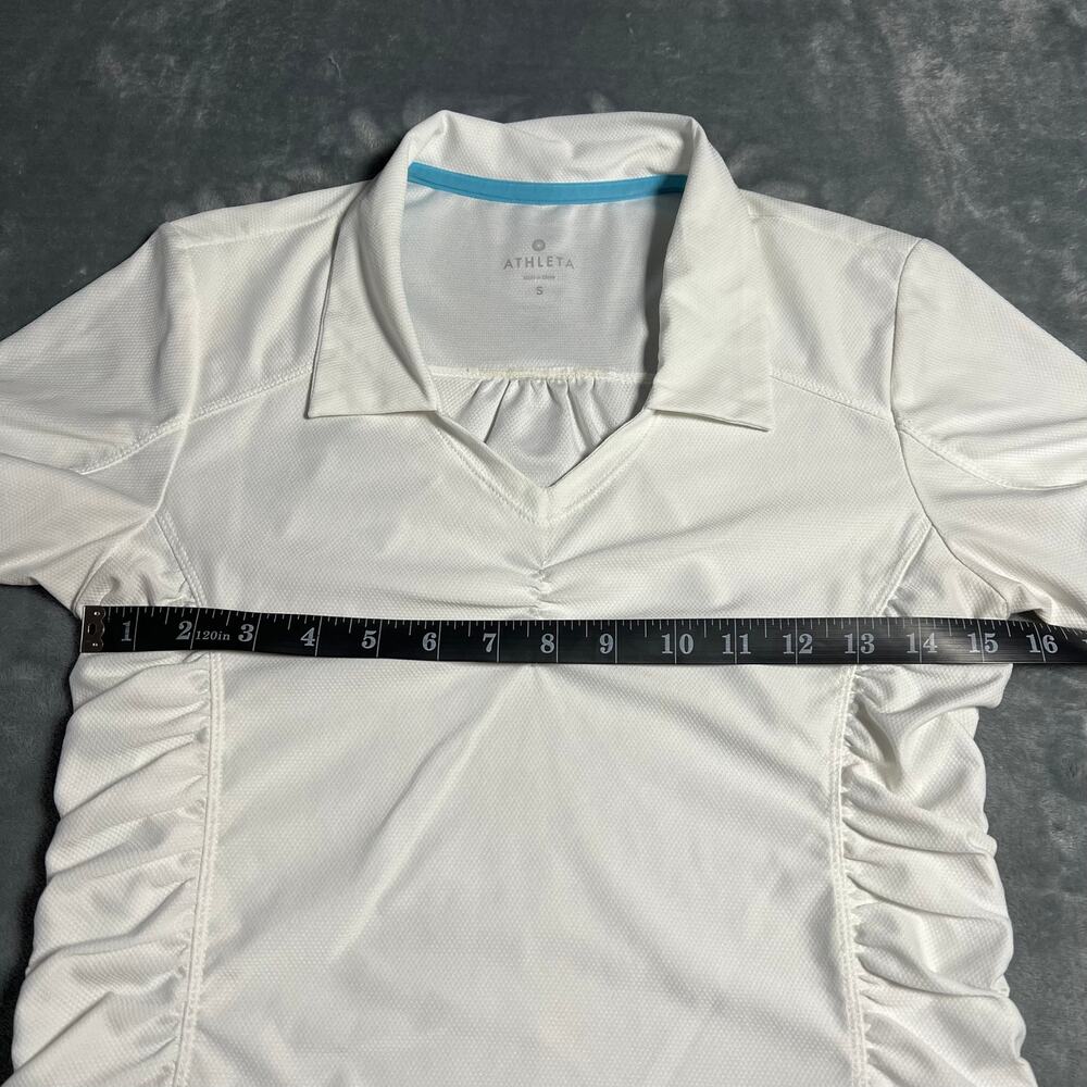 Athleta V-Neck Birdie Ruched Polo Top Size S Golf Tennis Pickle Ball Active - Picture 7 of 8